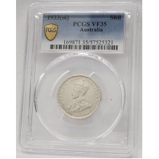 AUSTRALIA 1933 . ONE 1 SHILLING . PCGS VF35